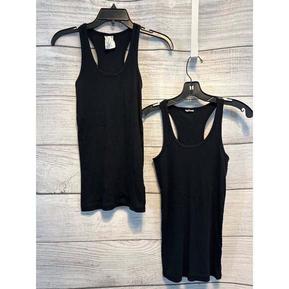 Bundle of 2 Active Black Ribbed Racerback Tank Tops - Picture 1 of 4
